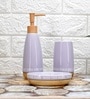 Modern Purple Ceramic Set of 3 Bath Accessories Set 