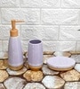 Modern Purple Ceramic Set of 3 Bath Accessories Set 