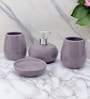 Modern Purple Ceramic Set of 4 Bath Accessories Set 