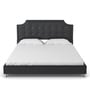 Modern Leatherette Upholstered Queen Size Bed in Black Colour