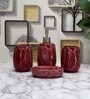 Modern RED Ceramic Set of 4 Bath Accessories Set