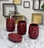 Modern RED Ceramic Set of 4 Bath Accessories Set
