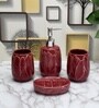 Modern RED Ceramic Set of 4 Bath Accessories Set