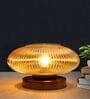 Modern Ribbed Amber Kachori Glass Table Lamp