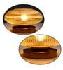 Modern Ribbed Amber Kachori Glass Table Lamp