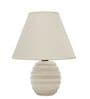 Modern Ribbed Small Ceramic Night Table Lamp with White Fabric Shade