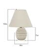Modern Ribbed Small Ceramic Night Table Lamp with White Fabric Shade