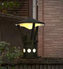 Modern Round-Conical Grey Polka-Dotted Small 15 Inch Cast Aluminum Outdoor Gate Pillar Light Post Lamp