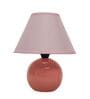 Modern Round Small Ceramic Night Table Lamp with Pink Fabric Shade