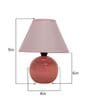 Modern Round Small Ceramic Night Table Lamp with Pink Fabric Shade