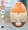 Modern Crystal Round Table Lamp with Jute Pleated Shade