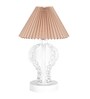 Modern Crystal Round Table Lamp with Jute Pleated Shade