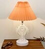 Modern Crystal Round Table Lamp with Jute Pleated Shade