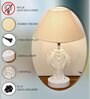 Modern Crystal Round Table Lamp with Grey Pleated Shade