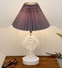 Modern Crystal Round Table Lamp with Grey Pleated Shade