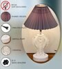 Modern Crystal Round Table Lamp with Grey Pleated Shade