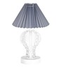 Modern Crystal Round Table Lamp with Grey Pleated Shade