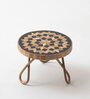 Modern Scandinavian Brown & Gold MDF & Metal Cake Stand