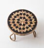 Modern Scandinavian Brown & Gold MDF & Metal Cake Stand