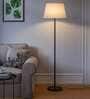 Aida Off White Cotton Shade Club Floor Lamp With Metal Base