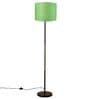 Modern Slim Black Metal Floor Lamp for Living Room & Bedroom with Fabric Lampshade in Green Color