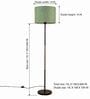 Modern Slim Black Metal Floor Lamp for Living Room & Bedroom with Fabric Lampshade in Green Color