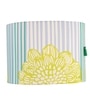 Modern Slim Black Metal Floor Lamp for Living Room & Bedroom with Printed Fabric Lampshade in Blue/Green Color