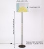 Modern Slim Black Metal Floor Lamp for Living Room & Bedroom with Printed Fabric Lampshade in Blue/Green Color