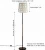 Modern Slim Black Metal Floor Lamp for Living Room & Bedroom with Printed Fabric Lampshade in Gold/Grey Color