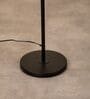 Modern Slim Black Metal Floor Lamp for Living Room & Bedroom with Printed Fabric Lampshade in Gold/Grey Color