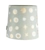 Modern Slim Black Metal Floor Lamp for Living Room & Bedroom with Printed Fabric Lampshade in Gold/Grey Color