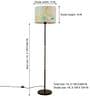 Modern Slim Black Metal Floor Lamp for Living Room & Bedroom with Printed Fabric Lampshade in Multicolor