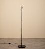 Modern Slim Black Metal Floor Lamp for Living Room & Bedroom with Printed Fabric Lampshade in Multicolor