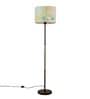 Modern Slim Black Metal Floor Lamp for Living Room & Bedroom with Printed Fabric Lampshade in Multicolor
