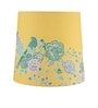 Modern Slim Black Metal Floor Lamp for Living Room & Bedroom with Printed Fabric Lampshade in Yellow Color