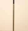 Modern Slim Black Metal Floor Lamp for Living Room & Bedroom with Printed Fabric Lampshade in Yellow Color