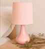 Modern Small Ceramic Night Table Lamp with Pink Fabric Shade