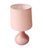 Modern Small Ceramic Night Table Lamp with Pink Fabric Shade Modern Small Ceramic Night Table Lamp with Pink Fabric Shade