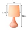 Modern Small Ceramic Night Table Lamp with Pink Fabric Shade Modern Small Ceramic Night Table Lamp with Pink Fabric Shade