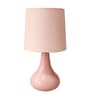 Modern Small Ceramic Night Table Lamp with Pink Fabric Shade Modern Small Ceramic Night Table Lamp with Pink Fabric Shade