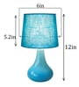 Modern Small Ceramic Night Table Lamp with Turquoise Fabric Shade Modern Small Ceramic Night Table Lamp with Turquoise Fabric Shade