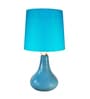 Modern Small Ceramic Night Table Lamp with Turquoise Fabric Shade Modern Small Ceramic Night Table Lamp with Turquoise Fabric Shade