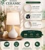 Modern Small Ceramic Night Table Lamp with White Fabric Shade Modern Small Ceramic Night Table Lamp with White Fabric Shade