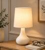Modern Small Ceramic Night Table Lamp with White Fabric Shade