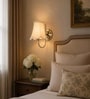 Modern Steel Wall Sconce   Off-White Cotton Shade | Home Lighting