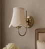 Modern Steel Wall Sconce   Off-White Cotton Shade | Home Lighting