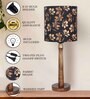 Modern Table Lamp, Wooden Base Modern Fabric Lampshade, Nordic Stick, Iris Shade