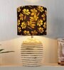 Modern Table Lamp, Wooden Base Modern Fabric Lampshade for Home Office Cafe Restaurant, Ribbed Basket,t, Iris