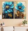 Modern Textural Blue Flower Artistic Acrylic Framed Art Panel (Set Of 2)