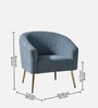 Modern Touch Velvet Fabric Barrel Chair in Blue Colour